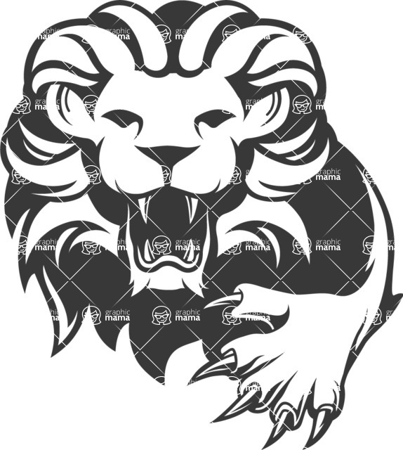 Vector Mascot Collection - Black and White Lion Mascot Logo